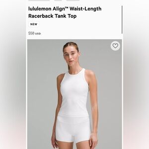 White Lululemon tank top size 4